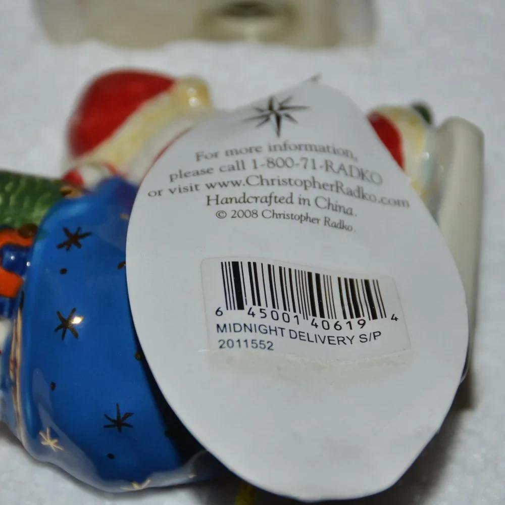RARE CHRISTOPHER RADKO SANTA UP ON THE CHIMNEY CHRISTMAS SALT PEPPER SHAKER SET